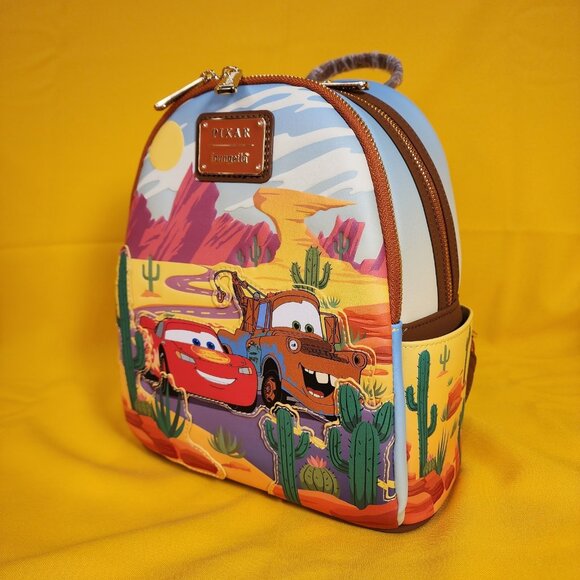 Loungefly Disney Pixar Cars Lightning McQueen and Mater Desert Mini Backpack NEW - Picture 7 of 11